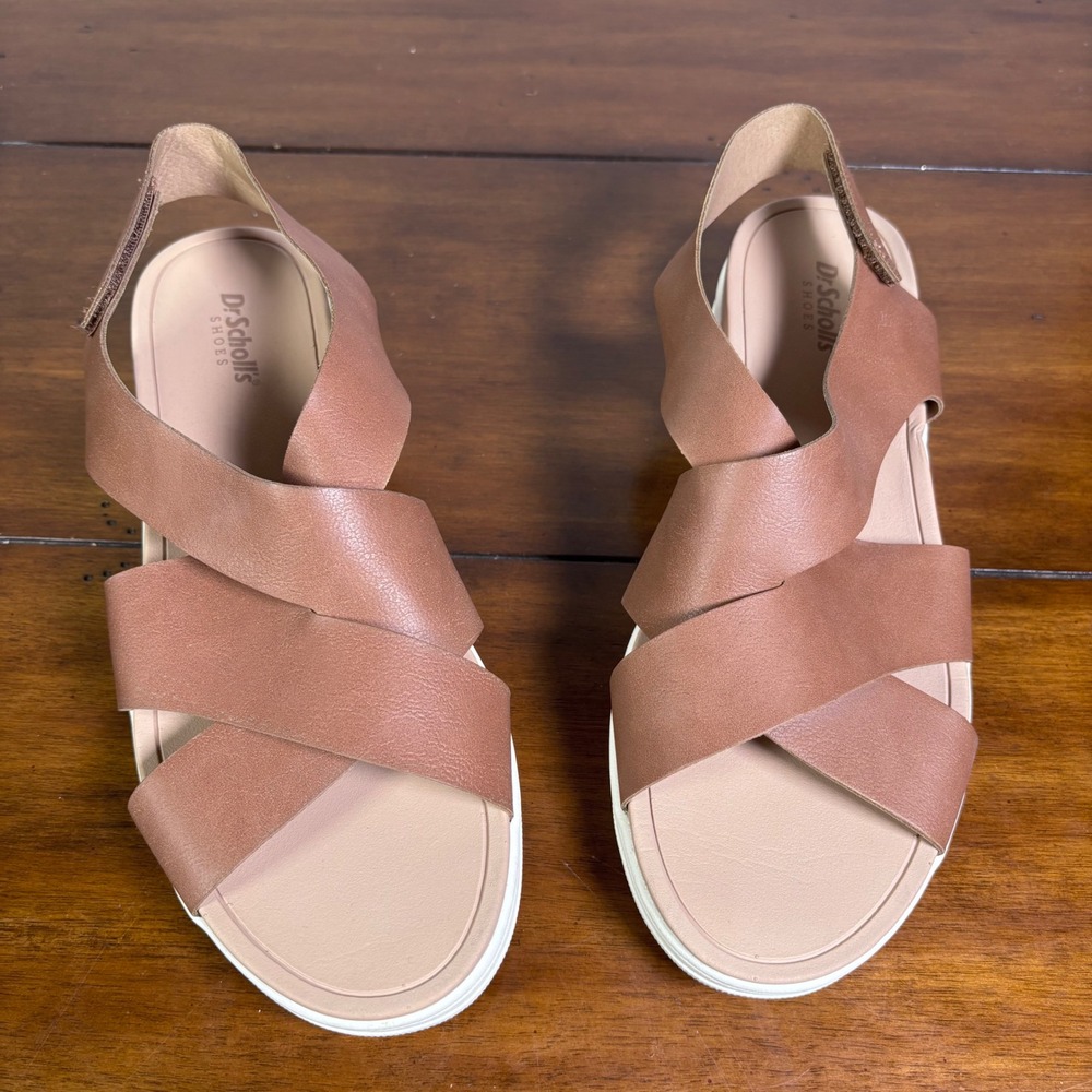 Dr. Scholls Time Off Sea Sandal Womens 9M Brown Platform Slingback Comfort Lug